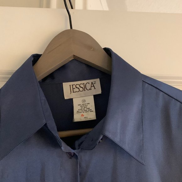SATIN STYLE BLOUSE VINTAGE -FITS SIZE 4-6 - Picture 2 of 4